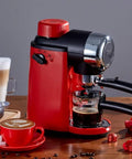 5Bar Espresso Machine With Milk Frother For Office Use, Brew Lattes And Cappuccinos, Rich Foam, Compact Desk Top Coffee Maker displayed on table