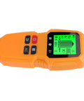 Fafeicy Wall Scanner 5 in 1 Stud Finder with LCD Display shown in orange color with clear screen and function buttons.