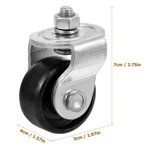 Close-up of heavy-duty steel caster wheel for 2 Piece Front Wheels Swivel Trailer Jack Replacement For Heavy Duty Steel Car Jack Accessories.