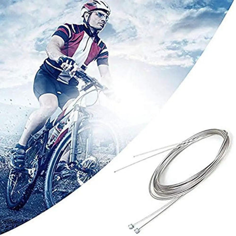 Cyclist with MTB bike; 10 Pcs Stainless Steel Shifter Cables For Bikes 2M Length Replaceable Derailleur Cables MTB Shifter Cable Set