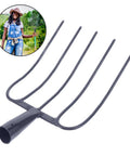 Heavy Duty Manure Fork With Four Tines And Hardwood Handle A Rugged All Purpose Farm Tool for yard work and garden maintenance