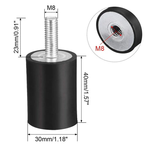 Heavy Duty M8 Rubber Mounts Vibration Isolators For Motors Generators Compressors Pumps And Garage Gear 30x40mm Damping Blocks
