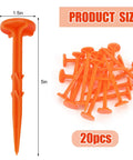 20 Pack 5 Inch Low Profile Survey Markers High Visibility Orange Yard Stakes, shown for size reference with dimensions