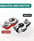 Heavy Duty Top Shelf Battery Terminals Compatible With Nissan Sentra Murano Maxima Rogue Auto Cable Top Posts Positive Negative Connectors with red positive and black negative terminals.