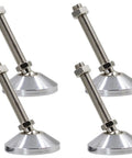 No Hassle Heavy Duty Adjustable Carbon Steel Leveling Feet Set Of Four With Beefy D80 Threaded Lifting Design showcasing stainless steel bases and threaded rods.