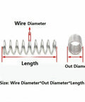 Diagram of 20 Piece Stainless Steel Compression Springs Kit With 0.5mm Wire Diameter And 5mm Outer Diameter 5 To 50mm Lengths