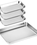Stainless Steel Tool Organizer Trays Set With One Large Flat-Bottom Tray And Three Small Rust-Resistant Service Trays, Built For Tools
