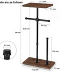 Freestanding Toilet Paper Holder With Shelf And Storage, Heavy Duty Industrial Style with Dimensions and Close-up Cap Detail