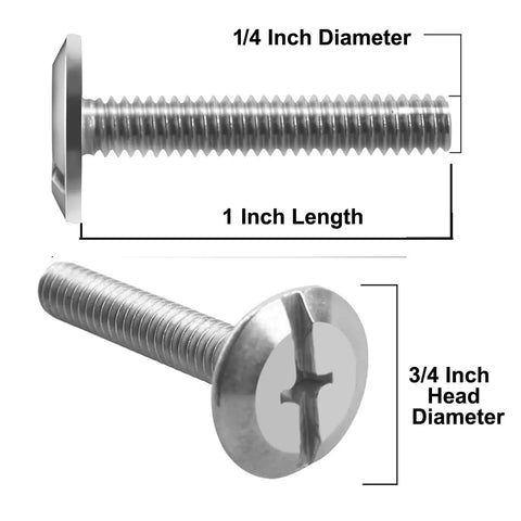 Top Shelf 18 8 Stainless Steel Hurricane Sidewalk Bolts One Inch Long With Phillips Flat Combo Head, 1/4 inch diameter bolts.