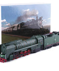 Vintage HO Scale Steam Locomotive Model Train With Black Body And Red Wheels Green Accents 13 Inch Long Realistic Detail
