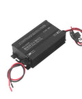 600W MPPT Solar Charge Controller With Step-Up Design, 12-50V Input, black metal shell, red and black wires visible