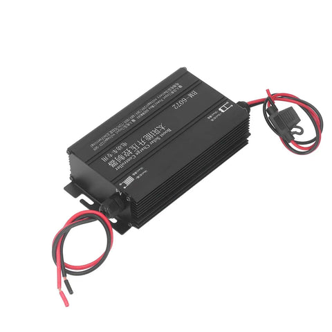 600W MPPT Solar Charge Controller With Step-Up Design, 12-50V Input, black metal shell, red and black wires visible