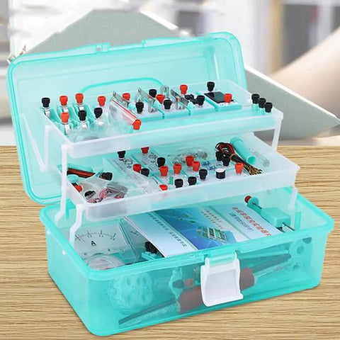 Electricity And Magnetism Lab Kit For Teens Hands On Circuit Building And Electronics Exploration Set Ideal For High School Students Learn By Doing And Build Real World Models open turquoise case with components