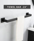 Matte Black Bathroom Hardware Set With 24 Inch And 12.2 Inch Towel Bars Four Piece Kit Stainless Steel Rustproof SUS304 wall bar
