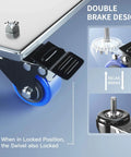 Close-up of double brake design on 2 Inch Heavy Duty Swivel Caster Wheels Threaded Stem UNC 1/4-20 By 1 Inch Set Of 4