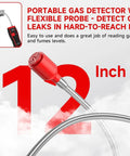 Portable 3 In 1 Carbon Monoxide And Carbon Dioxide Detector With 12 Inch Bendable Probe Battery Operated Handheld Alarm Beep Lighted Warning for hard-to-reach spaces