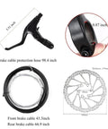 Rock Solid Rear Brake Kit With Mechanical Linear Pull Disc Caliper And 160mm G3 Rotor options showing brake lever, cables, and rotor sizes.