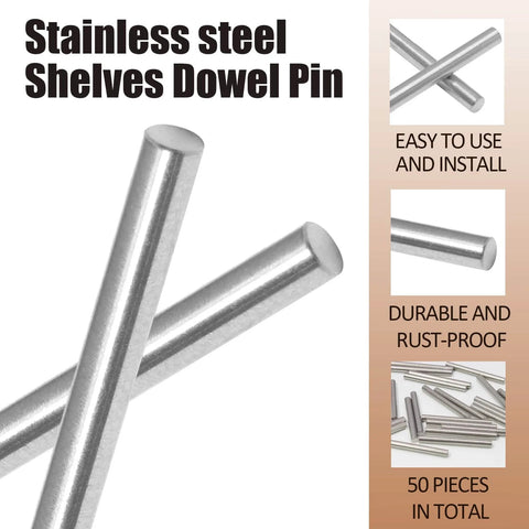 M3 X 30mm Stainless Steel Dowel Pins 50 Pack Heavy Duty Shelf Support Pegs For Cabinets Shelves And Furniture Fixings 304 Stainless Rust Resistant