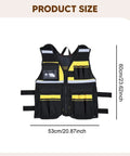 Built Tough Contractor Vest With Roomy Multi Pocket Layout And Easy Waist Adjustments Crafted From Heavy Duty Waterproof Oxford Cloth. Size dimensions included.