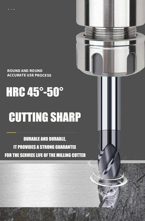 CNC end mill cutter, carbide tungsten steel, 2-12 mm, straight shank