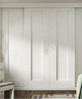 Wardrobe with 2 Pack Rectangular Recessed Concealed Door Handles 115mm Embedding Sliding Cabinet Pulls Stainless Steel, white finish