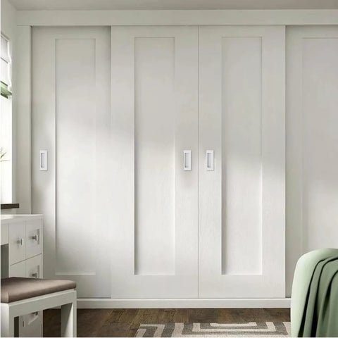 Wardrobe with 2 Pack Rectangular Recessed Concealed Door Handles 115mm Embedding Sliding Cabinet Pulls Stainless Steel, white finish