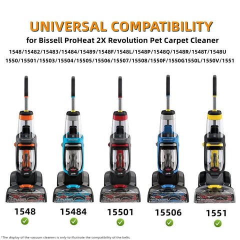 Replacement Belt Set For Bissell ProHeat 2X Revolution Pet Carpet Cleaner 1548 1551 1551W 1550 Series Pack Of 4 Belts