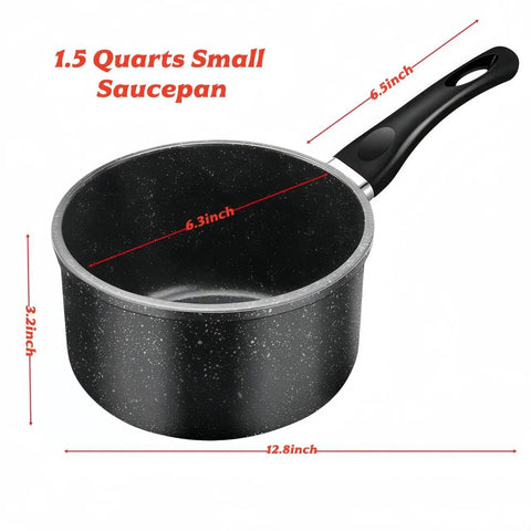 1.5 Quart Nonstick Saucepan With Detachable Handle And Swiss Granite Coating Small Multipurpose Pot For Induction Cooking