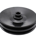 Black Chrome Double Groove Power Steering Pump Pulley With Keyway for Chevy SBC and BBC engines, side view