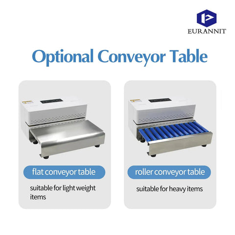Optional conveyor tables for Straight Up Reliable Continuous Band Heat Sealer Machine With Digital Temperature Control.