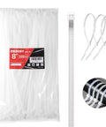 White Zip Ties 8 Inch 100 Pack Built Tough Heavy Duty Industrial Grade Cable Ties 40 Lb Tensile Strength UV Resistant Self Locking Wire Ties Indoor Outdoor Use For Fence Garage Camping