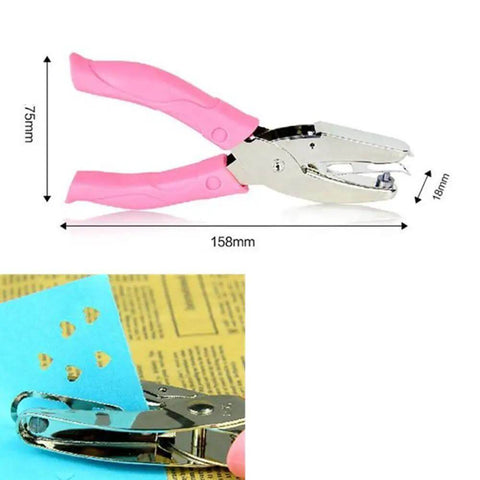Go To Handheld Metal Hole Puncher For DIY Crafts Eight Sheet Capacity One And A Half To Six mm Hole Size Paper Punch on blue paper