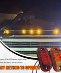 Truck with 10 Pack 2.5 Inch LED Trailer Lights Kit With Screws Waterproof Oval Surface Mount Marker Lamps, red and amber, on grill