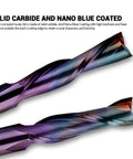 1/4 Inch Shank Upcut Spiral CNC Router Bit With 2 Flutes, 1 Inch Cutting Depth, close-up of durable carbide construction