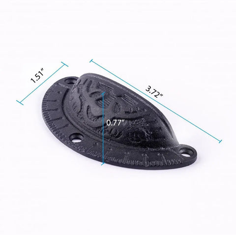 Antique Black Cast Iron Cup Bin Handles With Hella Sturdy Heavy Duty Craftsmanship And Legit Scratch Proof Finish For Vintage Cabinetry Refresh Project Pack Of Four Hardware, 3.7x1.5 inches size