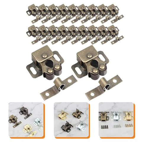 RV Cabinet Door Catch With Double Roller Golden Latch Noise Reducing Soft Close Easy Install Protects Cabinets 20 Piece Set