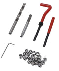 Heavy Duty M8x1.25 Thread Restore Kit With Drill Bit Twist Reamer And Hex Wrench For Screw Hole Repair And Motor Machine Maintenance Hand Tools That Fix Stripped Threads Like A Boss Without Hassle., drill bit, tap, inserts and wrench on white background