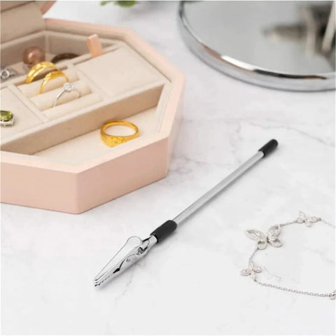 One Hand Bracelet Helper Tool Kit For Quick On Your Own Jewelry Plier Clip Set For Watch Clasps And Closures DIY Necklace And Bracelet Making Supplies Universal Fit For Chains Beads Leather Magnetic Closures 12 Pcs Silver, silver clamp tool on desk