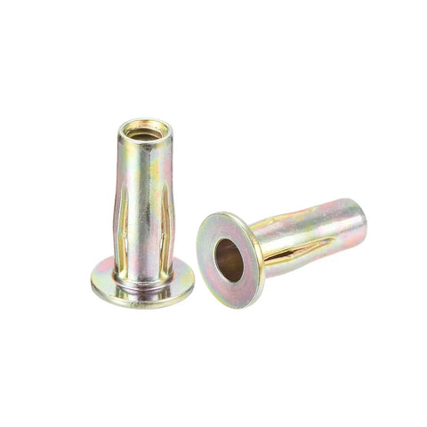 Multi Grip M4 Rivet Nuts Kit With Flat Head Carbon Steel Pre Bulbed Shank Threaded Insert Nuts Zinc Plated Finish 26 Pcs Uxcell