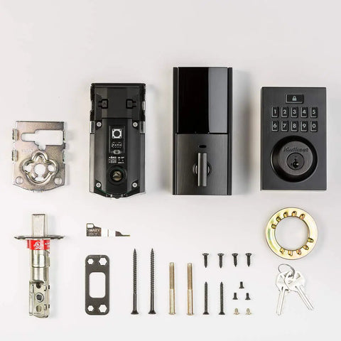 Smart Lock With Keypad Electronic Deadbolt And SmartKey Security in Satin Nickel with installation parts and keys