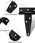Heavy Duty Black T Strap Hinges For Gates And Doors With Quiet Soft Close Dampers, rustproof stainless steel, carbon steel detail