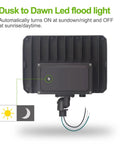 Back view of 2 Pack 100W LED Flood Light With Knuckle Outdoor Dusk To Dawn Photocell 5000K 14000 Lumens ETL Waterproof.