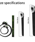 Size specifications of Heavy Duty Reusable Ratchet Cable Ties Set 12 And 20 Inch Adjustable Locking Ties with strap lock design.