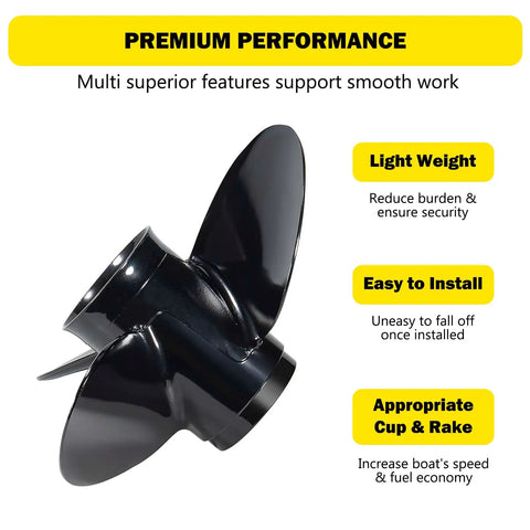Right Hand Rotation 12.5 Inch Aluminum Outboard Propeller With 13 Pitch And 3 Blades 13 Spline Tooth Replacement OEM 763461