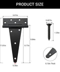 Badass 10 Inch Heavy Duty Gate Hinges 2 Pack Wrought Iron T Straps For Barn Doors And Sheds Rust Proof Black Steel dimensions diagram.