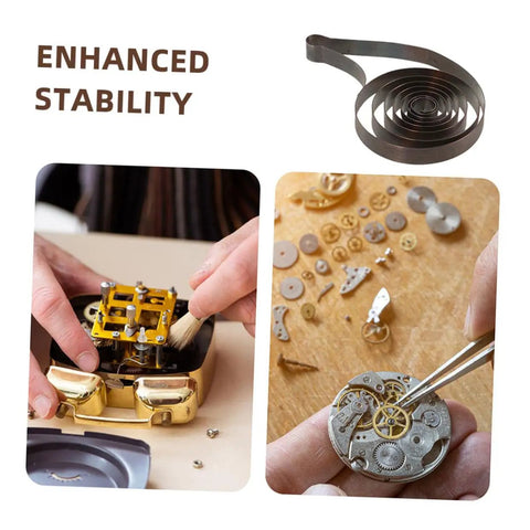 4 Pack Mechanical Clock Main Springs Replacement Kit With Alarm Clock Movements And Spare Parts for DIY restoration, hands working on clock