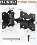 Heavy Duty Gate Hinges For Vinyl And Wooden Fence Gates Self Closing With 90 Degree Adjustable Operation, dimensions shown