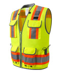 Surveyor Safety Vest With Reflective Strips ANSI Class 2 High Visibility Construction Work Vest With Pockets Zipper Breathable Mesh