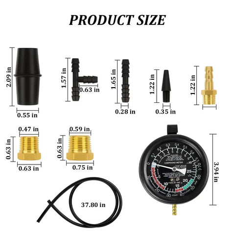 Gnarly Heavy Duty Car Fuel Pump And Vacuum Tester Gauge Nails Each Carburetor Leak Quick Universal Engine Pressure Testing Tool dimensions and adapters