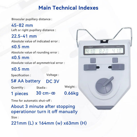 Pupillary Distance Meter Optical Instrument for Fast Precise PD Readings in Optometry Pro Grade Pupilometer With Direct Point Taking and High Positioning Accuracy for Eye Care Pros, white digital unit